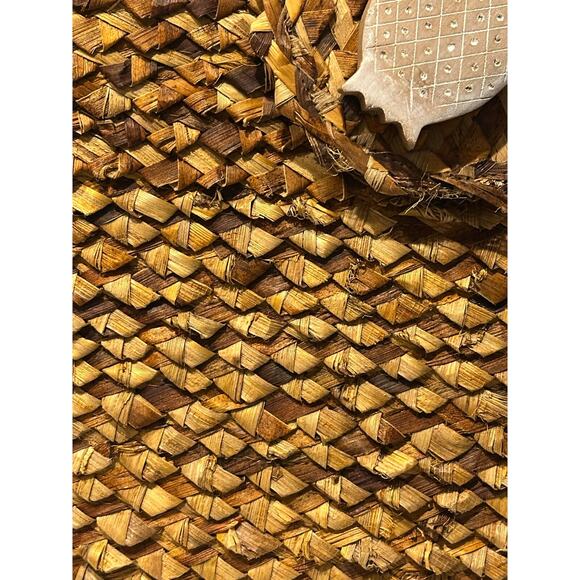 Wicker Straw Woven Handbag Wooden Pinapple Double Wooden Handles Beach vacation - Picture 3 of 10